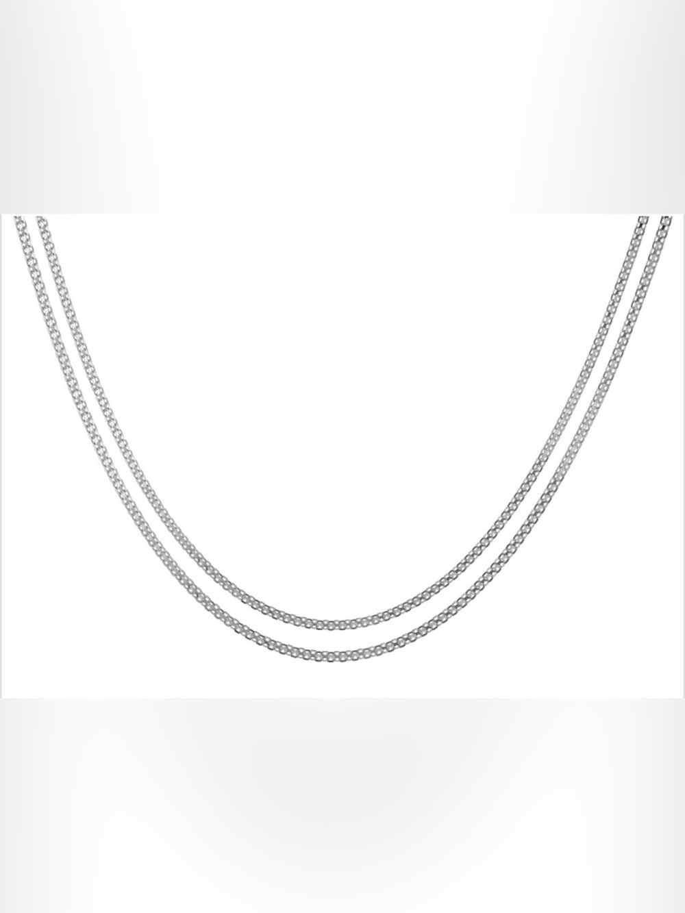 Sterling Silver 2mm Bismark 18 & 20" Chain Set of 2